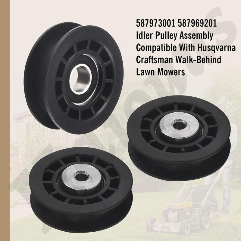 Haiouus 587973001 587969201 Idler Pulley Assembly Compatible With Husqvarna Craftsman Walk-Behind Lawn Mowers, for Lawn Mower Decks Idler Pulley HU725AWD/BBC, HU725AWDHQ, LC221RH Replaces Previous 581904001 - Image 5